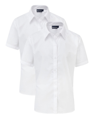 Banner Slim Fit Short Sleeve Blouse 2pk - White (Pre-School - Year 6)